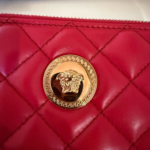 Versace Quilted Red Leather Clutch - Picture 6 of 9